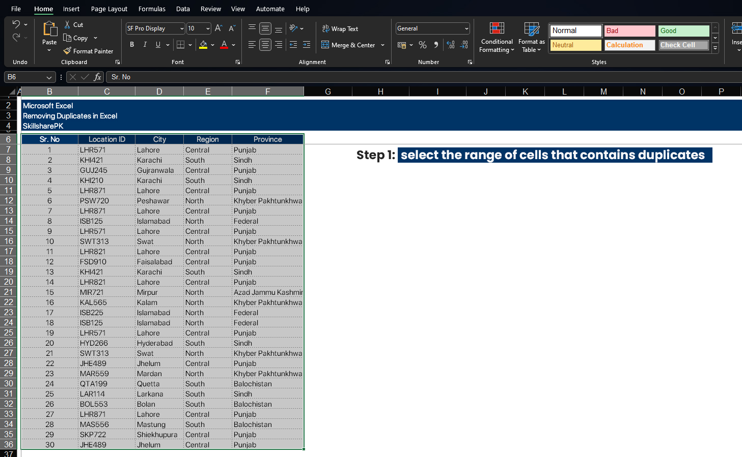 Removing Duplicates in Excel through conditional formatting