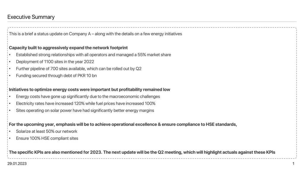 Executive summary consulting presentation